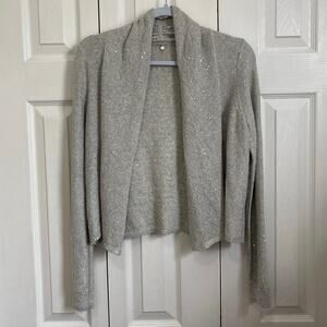 Knitted and Knotted Gray Metallic Sparkle Soft Cashmere Infused Sweater Small